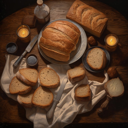 Freshly Baked Bread on the Table Generative AIの素材