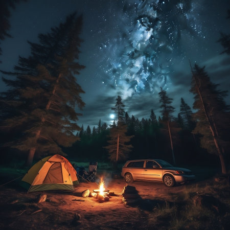 Lakeside Campfire Generative AIの素材