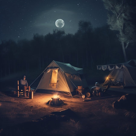 Lakeside Campfire Generative AIの素材