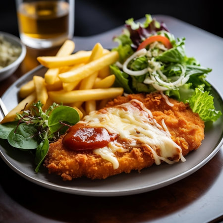 Chicken Schnitzel Parmigiana with Melted Cheese Serenade Generative AIの素材