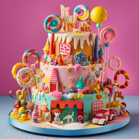 Exquisite Birthday Cake with Abundant Icing for Celebrations Generative AIの素材