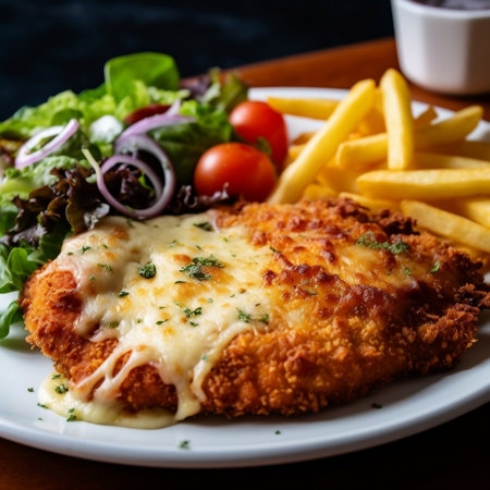 Chicken Schnitzel Parmigiana with Melted Cheese Serenade Generative AIの素材