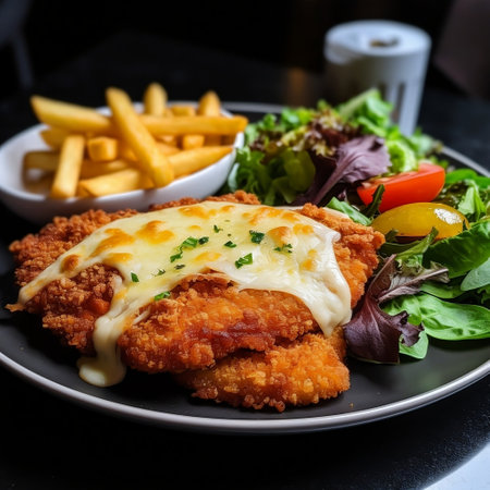 Chicken Schnitzel Parmigiana with Melted Cheese Serenade Generative AIの素材
