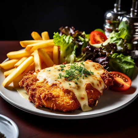 Chicken Schnitzel Parmigiana with Melted Cheese Serenade Generative AIの素材