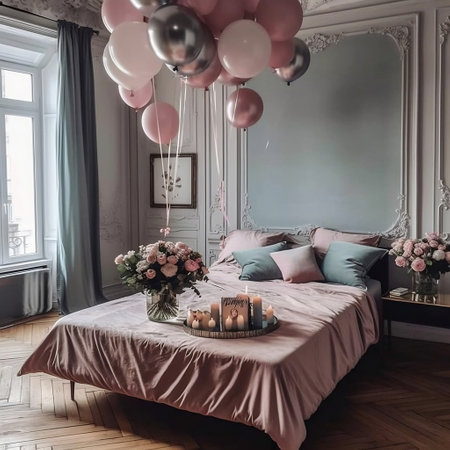 Simplicity in the Bedroom Cozy Bed with Minimalist Decor Generative AIの素材