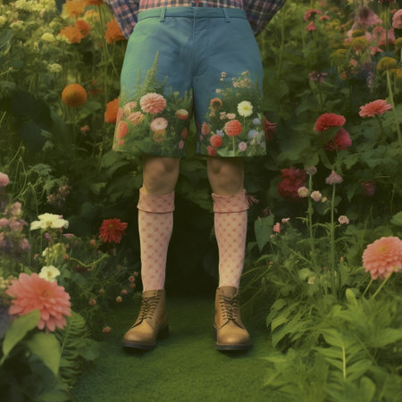 Person's Legs in a Garden Generative AIの素材