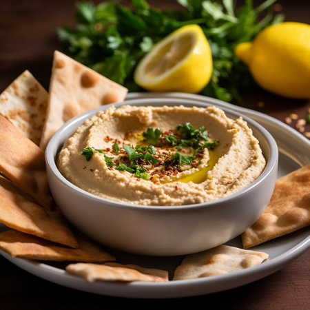 Creamy Lebanese Hummus Delicious Chickpea Dip with Authentic Flavors Generative AIの素材