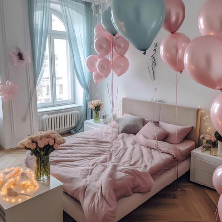 Simplicity in the Bedroom Cozy Bed with Minimalist Decor Generative AIの素材