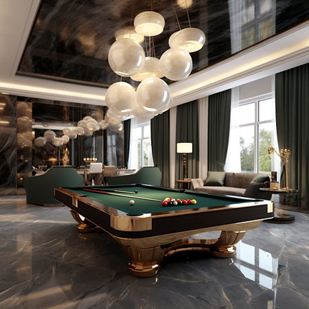 Contemporary Luxurious Billiard Room Generative AIの素材