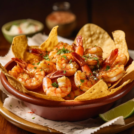 Authentic Mexican Restaurant: Corn Chips with Shrimp Generative AIの素材