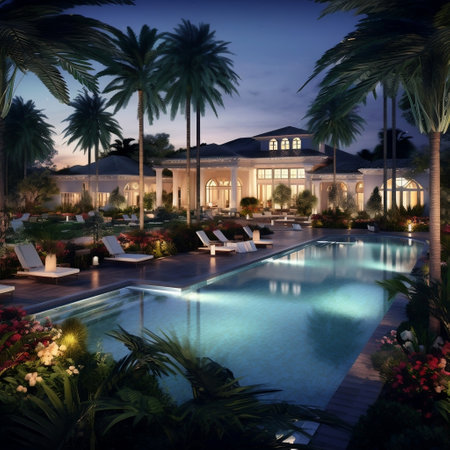 Opulent Southern Poolside Resort Generative AIの素材