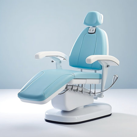 Contemporary Dental Chair with Comfortable Light Blue Design Generative AIの素材