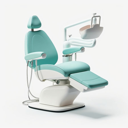 Contemporary Dental Chair with Comfortable Light Blue Design Generative AIの素材