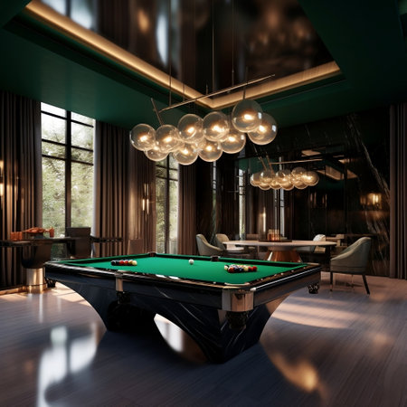 Contemporary Luxurious Billiard Room Generative AIの素材
