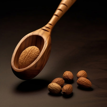 Nut in Wooden Spoon Generative AIの素材