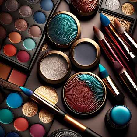 Close Up of Makeup Products Generative AIの素材