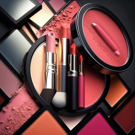 Close Up of Makeup Products Generative AIの素材