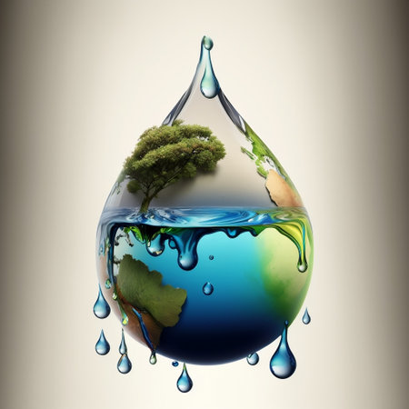 Water Droplet with Earth World Water Day Generative AIの素材
