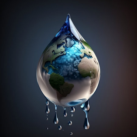 Water Droplet with Earth World Water Day Generative AIの素材