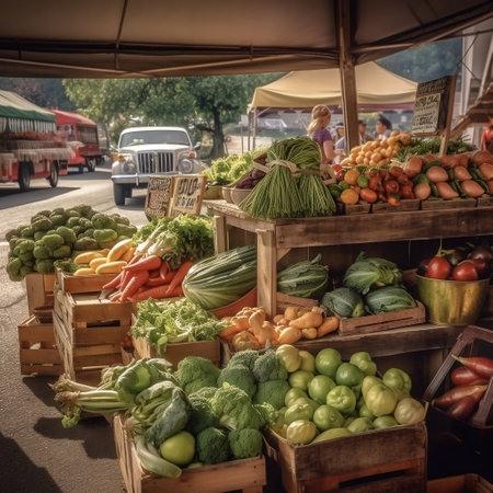 Captivating Farmers Market Photo Showcasing Fresh Produce Generative AIの素材