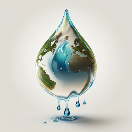 Water Droplet with Earth World Water Day Generative AIの素材
