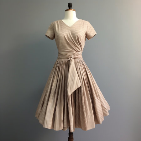 Daytime Beige Dress on a Full Dress Form Generative AIの素材