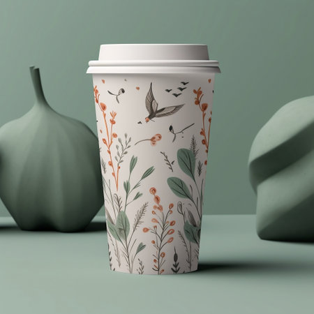 Minimalistic Design of a Spring Themed Paper Cup Generative AIの素材