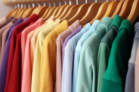 Pastel-Colored Clothing Rack Vibrant and Colorful Clothes Generative AIの素材