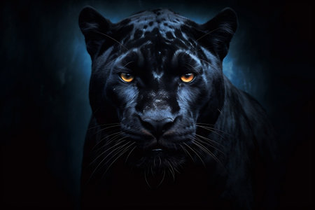 Front View of Panther on Dark Background Generative AIの素材