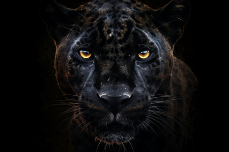 Front View of Panther on Dark Background Generative AIの素材