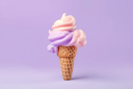 Ice Cream Cone Sweet Dessert Studio Shot on Pastel Generative AIの素材