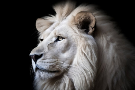 Magnificent Lion King Portrait of Majestic White Generative AIの素材