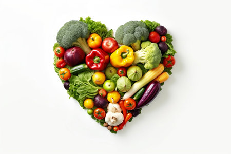 Heart Shape Made of Different Vegetables Isolated Generative AIの素材