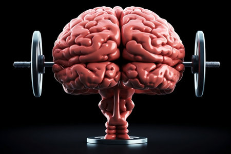 Human Brain Lifting Weights 3D Brain Lifting a Heavy Weight Generative AIの素材