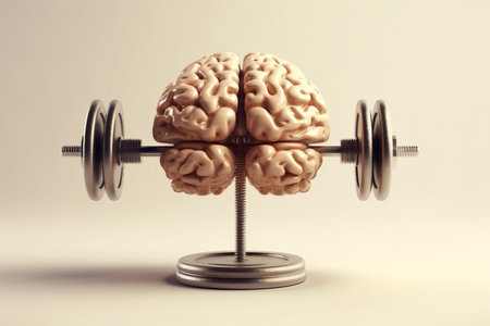 Human Brain Lifting Weights 3D Brain Lifting a Heavy Weight Generative AIの素材