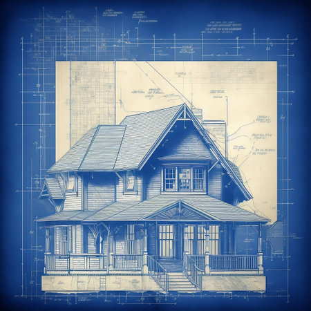 House Blueprint on Top of a Blueprint Background Generative AIの素材