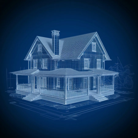 House Blueprint on Top of a Blueprint Background Generative AIの素材