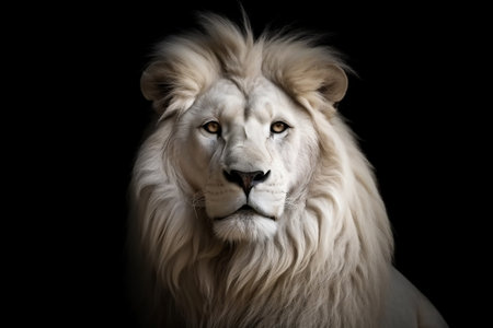 Magnificent Lion King Portrait of Majestic White Generative AIの素材