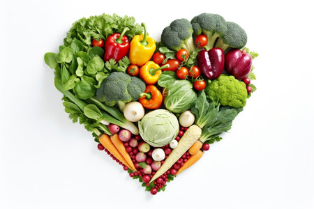Heart Shape Made of Different Vegetables Isolated Generative AIの素材