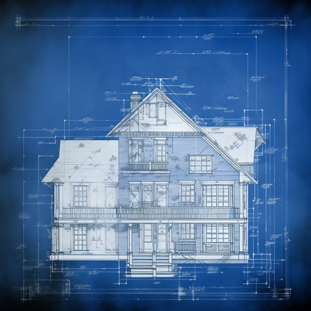 House Blueprint on Top of a Blueprint Background Generative AIの素材