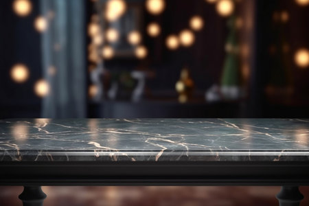 Modern Empty Dark Marble Table Top or Kitchen Island Generative AIの素材