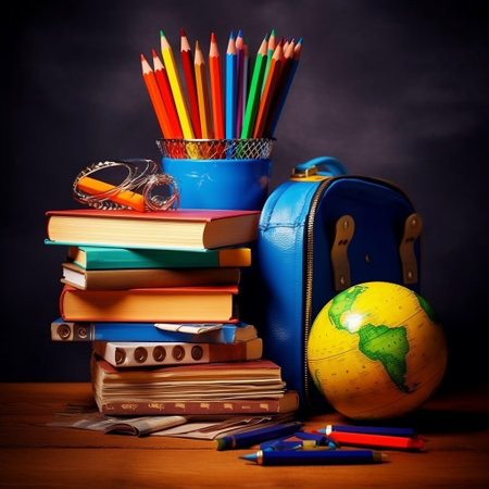 School Supplies and Pencil Case Back to School Concepts Generative AIの素材