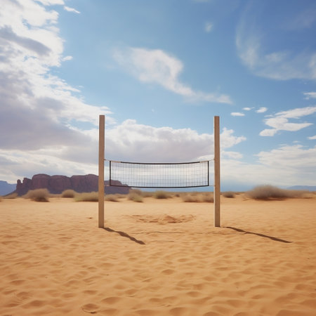 Sand Volleyball Court in the Arizona Desert Generative AIの素材
