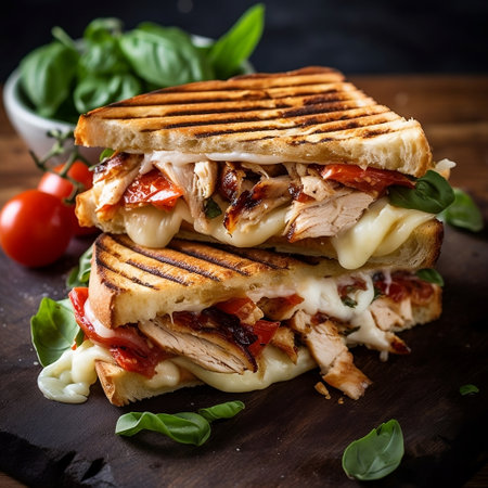Delicious Toasted Chicken Panini Generative AIの素材