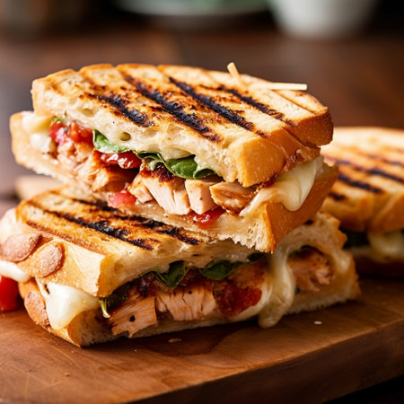 Delicious Toasted Chicken Panini Generative AIの素材