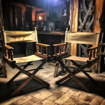 Pair of Directors Chairs in the Frame Generative AIの素材