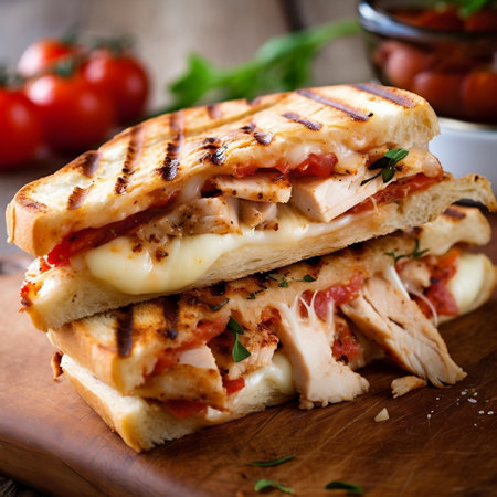 Delicious Toasted Chicken Panini Generative AIの素材