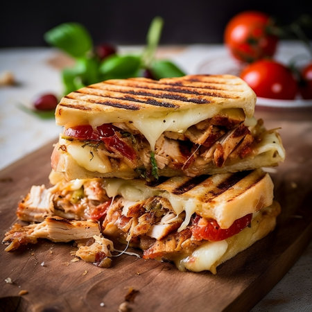 Delicious Toasted Chicken Panini Generative AIの素材