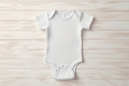 Minimalistic White Baby Short Sleeve Bodysuit Mockup Generative AIの素材
