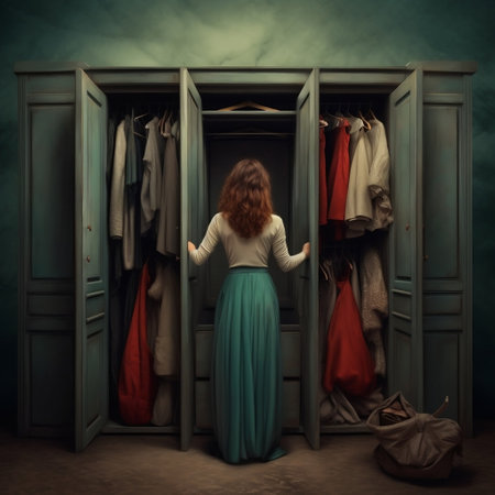 Woman Opening the Wardrobe Generative AIの素材